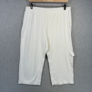 Amber Sun Pants Womens Size Large White Capris Cargo Pocket Stretch Pull On
